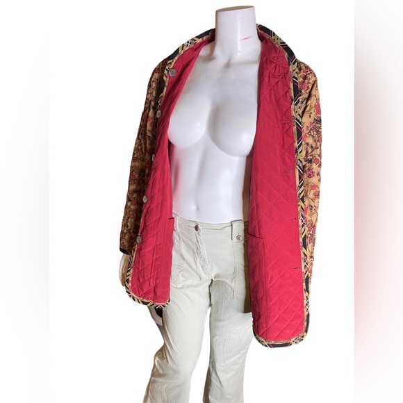 NWT Koos of Course Jacket Reversible Red Floral Silk Lightweight Quilted Blazer - Picture 6 of 12
